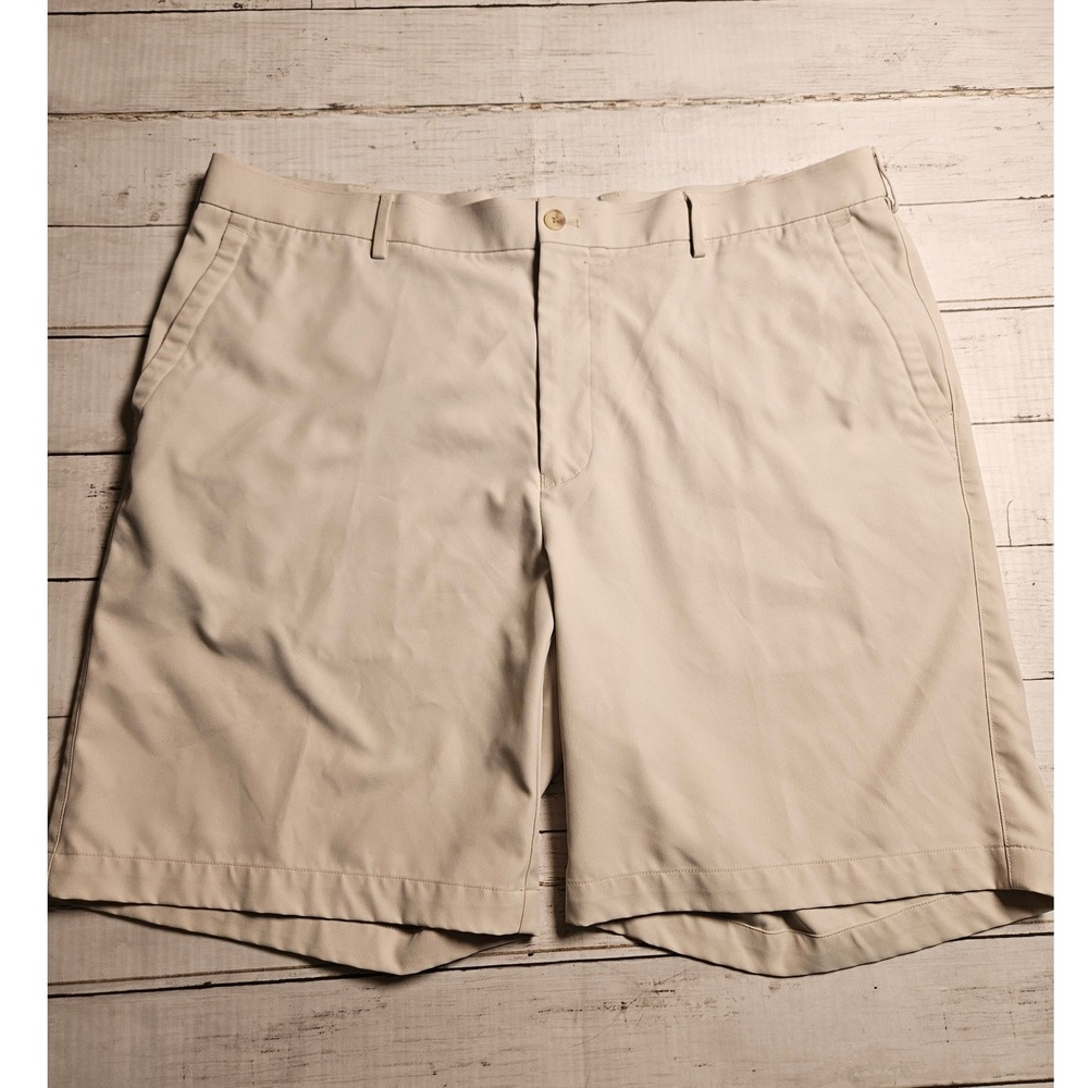 Peter Millar Wicking Golf Shorts Mens 40 Khaki‎ Beige Performance 9"
